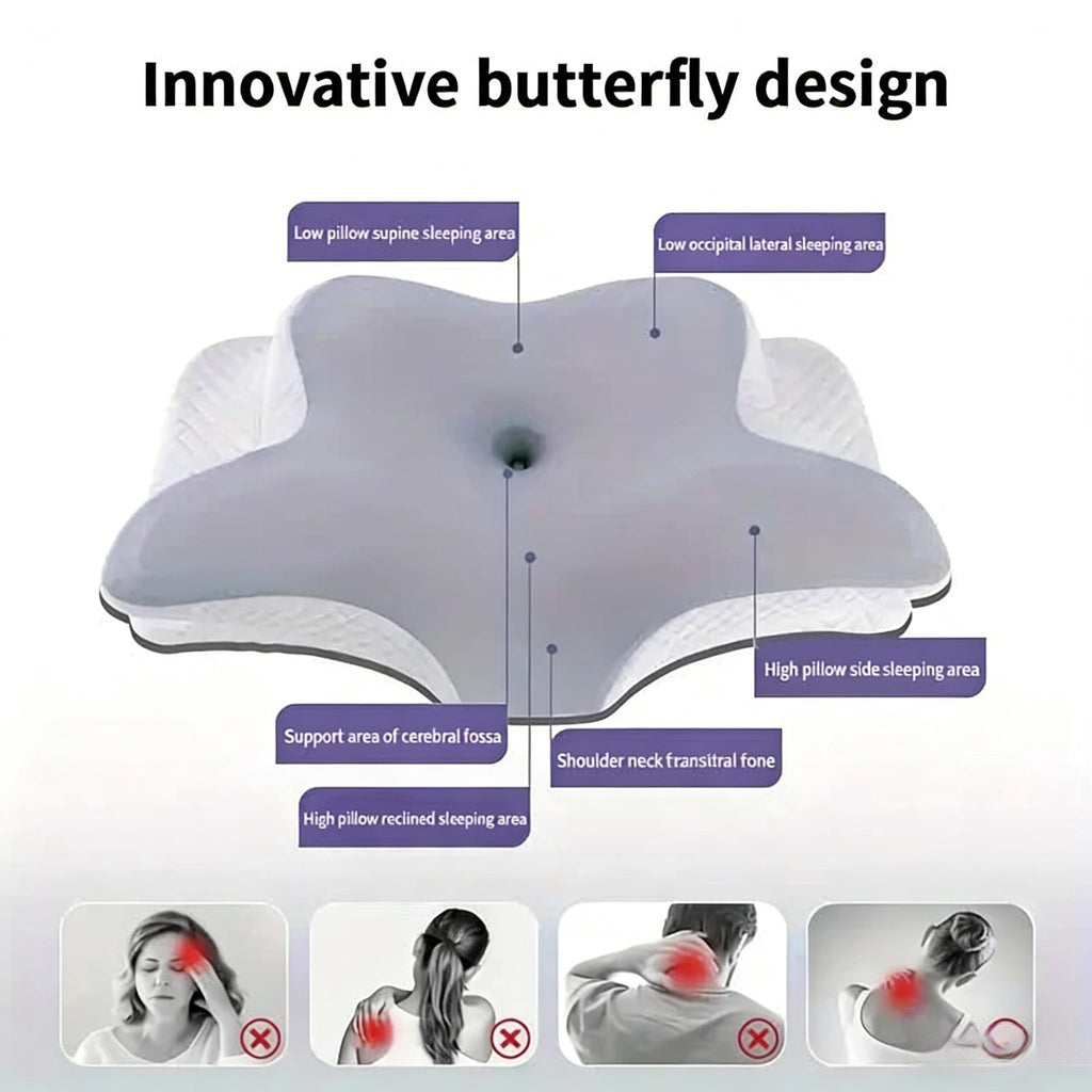 Memory Foam Pillows Butterfly Shaped Relaxing Cervical Slow Rebound Neck Pillow Pain Relief Sleeping Orthopedic Pillow Bedding